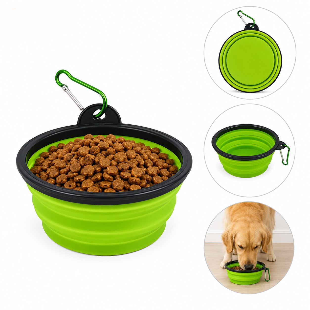 Collapsible Metal Pet Bowl With Clip