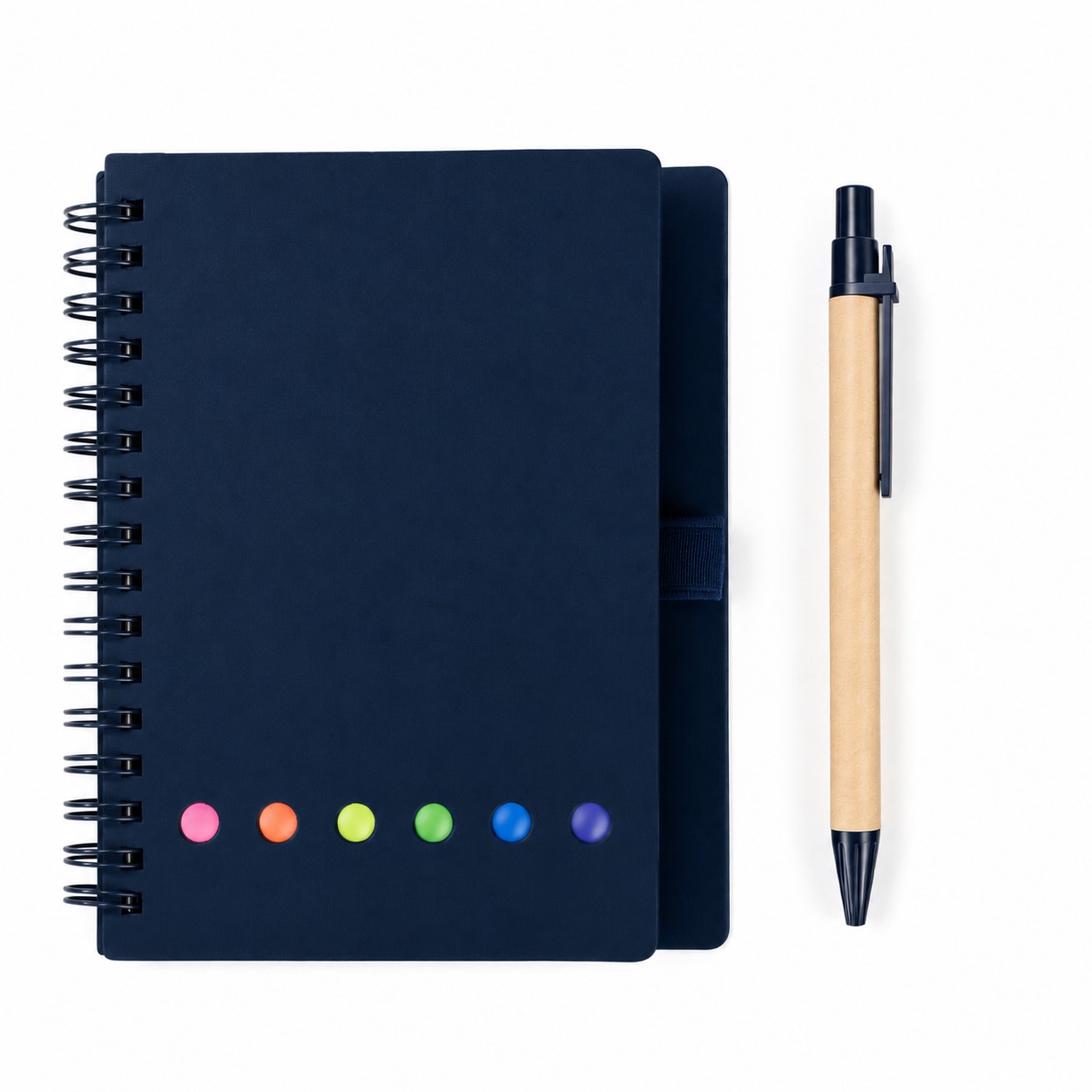 Mini Spiral Notebook Sticky Pad Set — Navy Blue