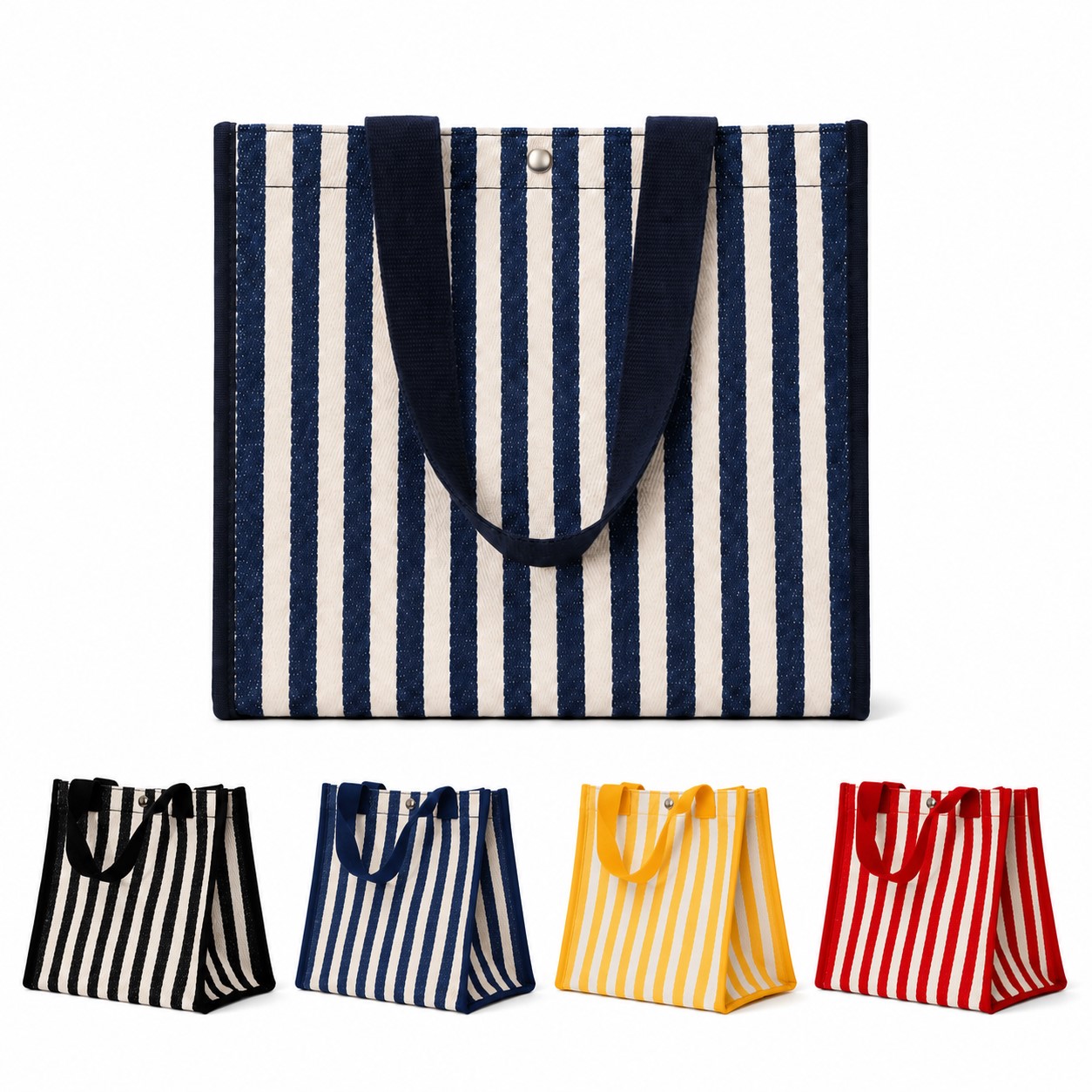 Compact Striped Canvas Market Tote