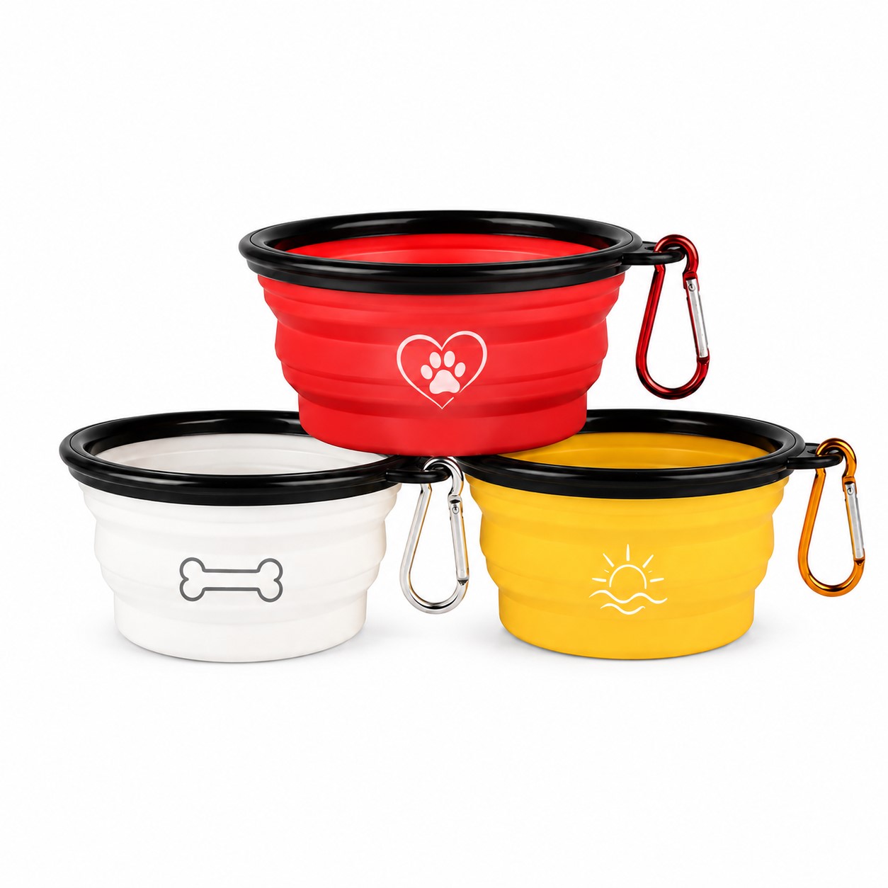 Foldable Polypropylene Pet Bowl With Carabiner