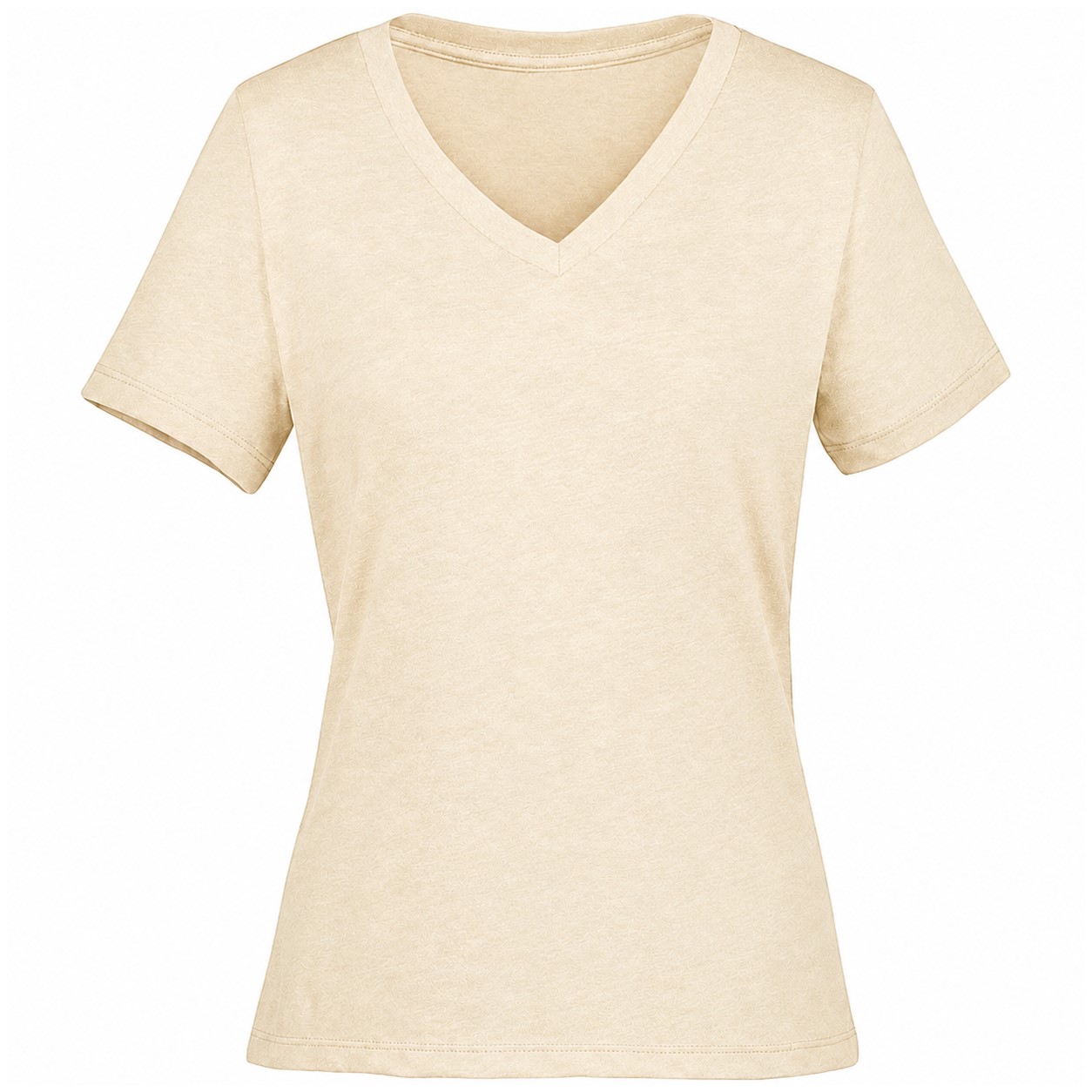 Relaxed Ladies V Neck Heather Tee — Beige