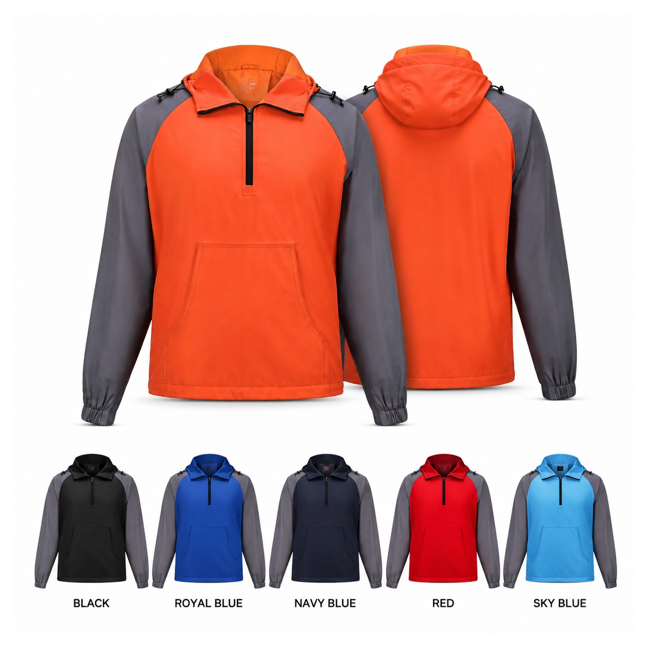 Polyester Quarter-Zip Hooded Jacket