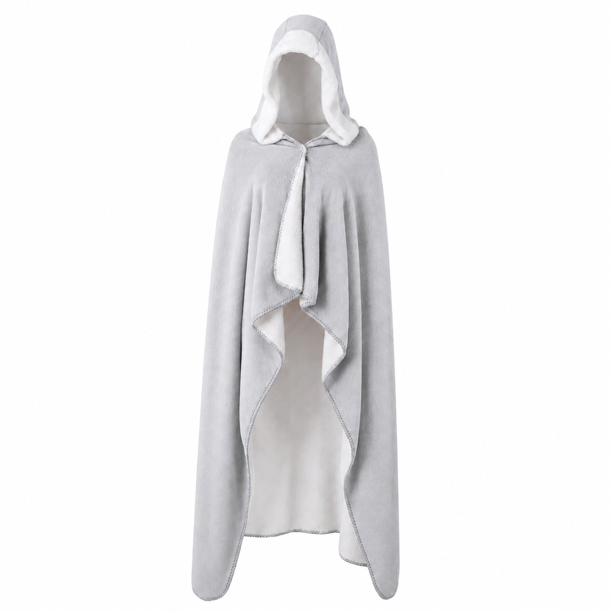 Hooded Sherpa Wearable Blanket — Silver