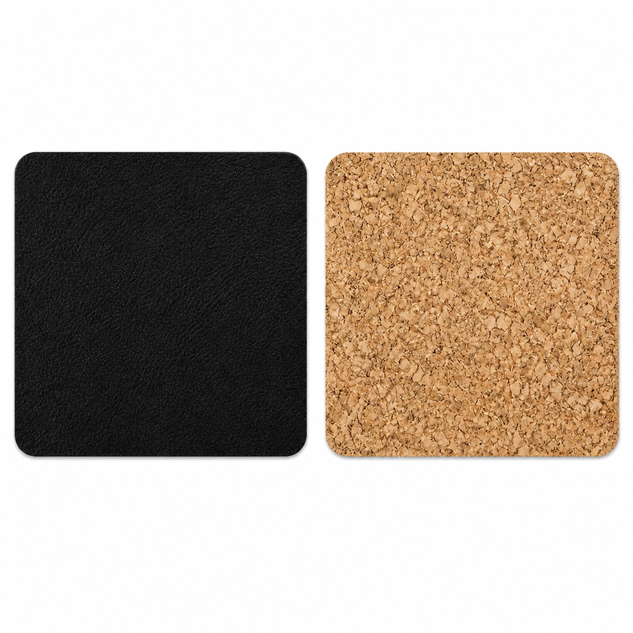 Round PU Leather Cork Coaster — Black