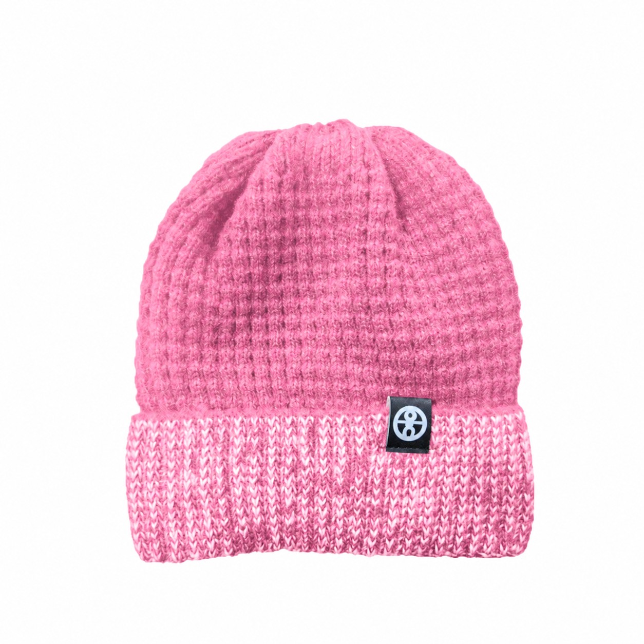 Knit Polyester Cuff Beanie Hat — Pink