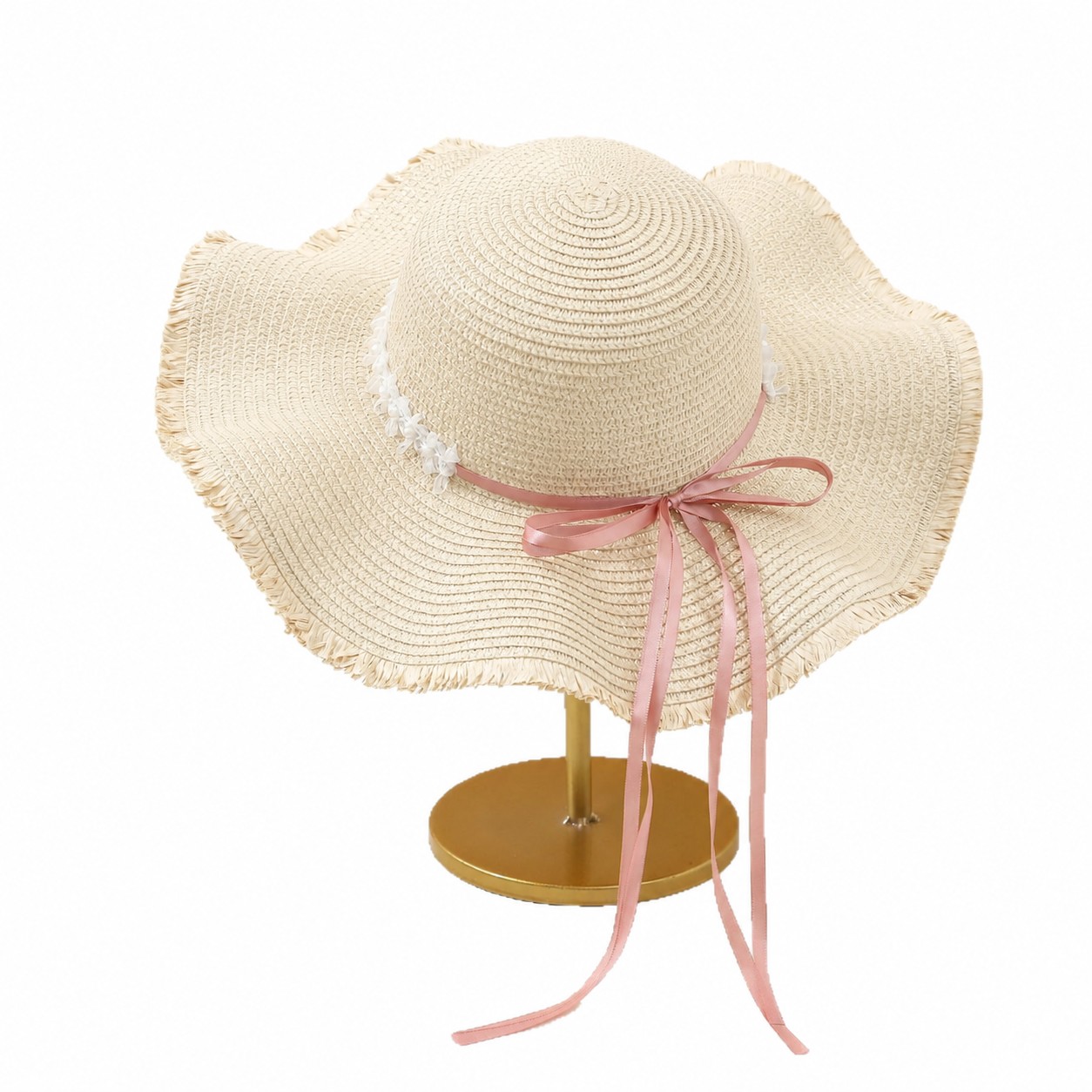 Straw Wide Brim Bow Sun Hat — view 3
