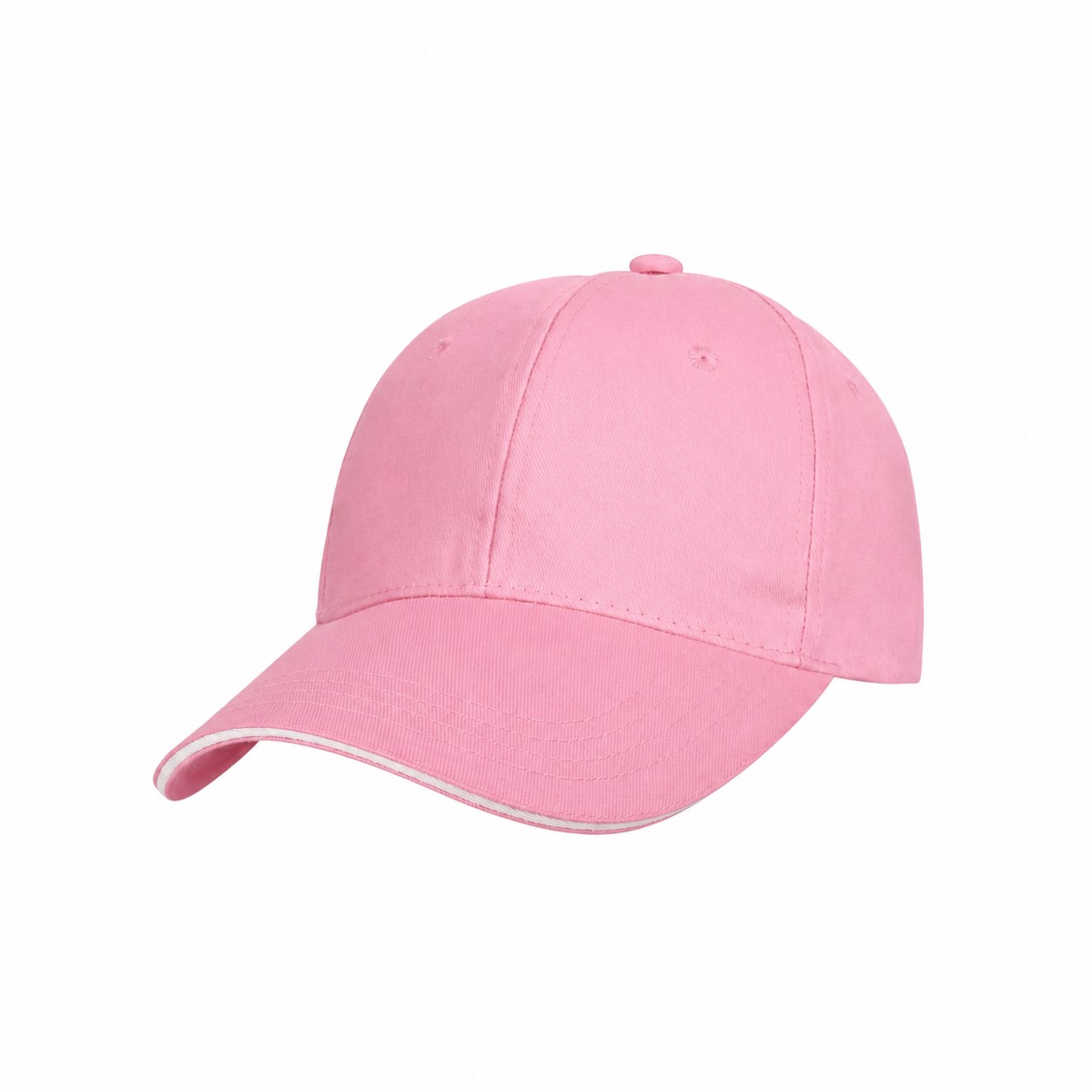 Cotton Twill Front Cap with Ventilation Eyelets — Pink