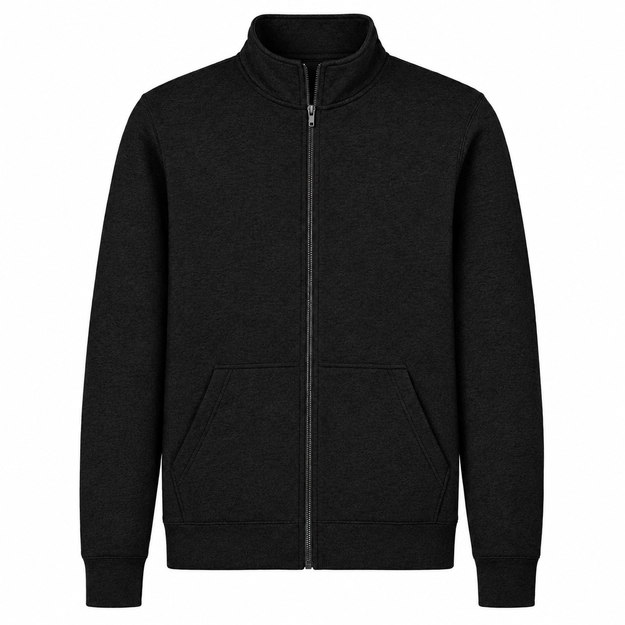 Cadet Collar Full Zip Sweatshirt — Black