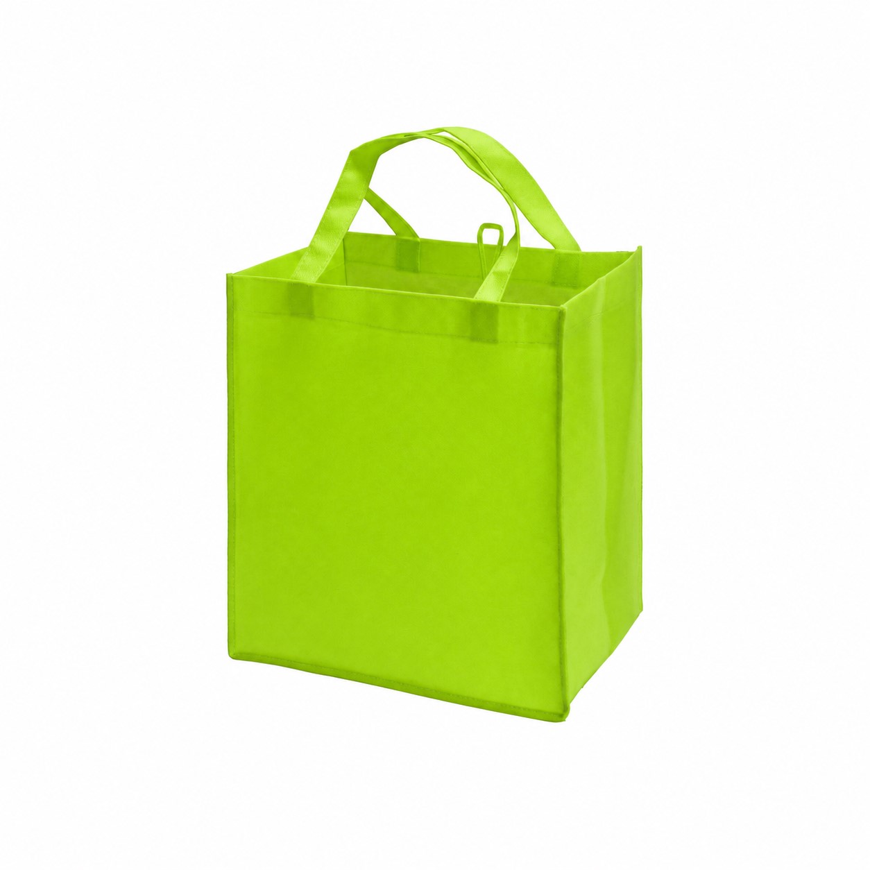 80GSM Non-Woven 16" Reinforced Handles Tote Bag — Lime Green