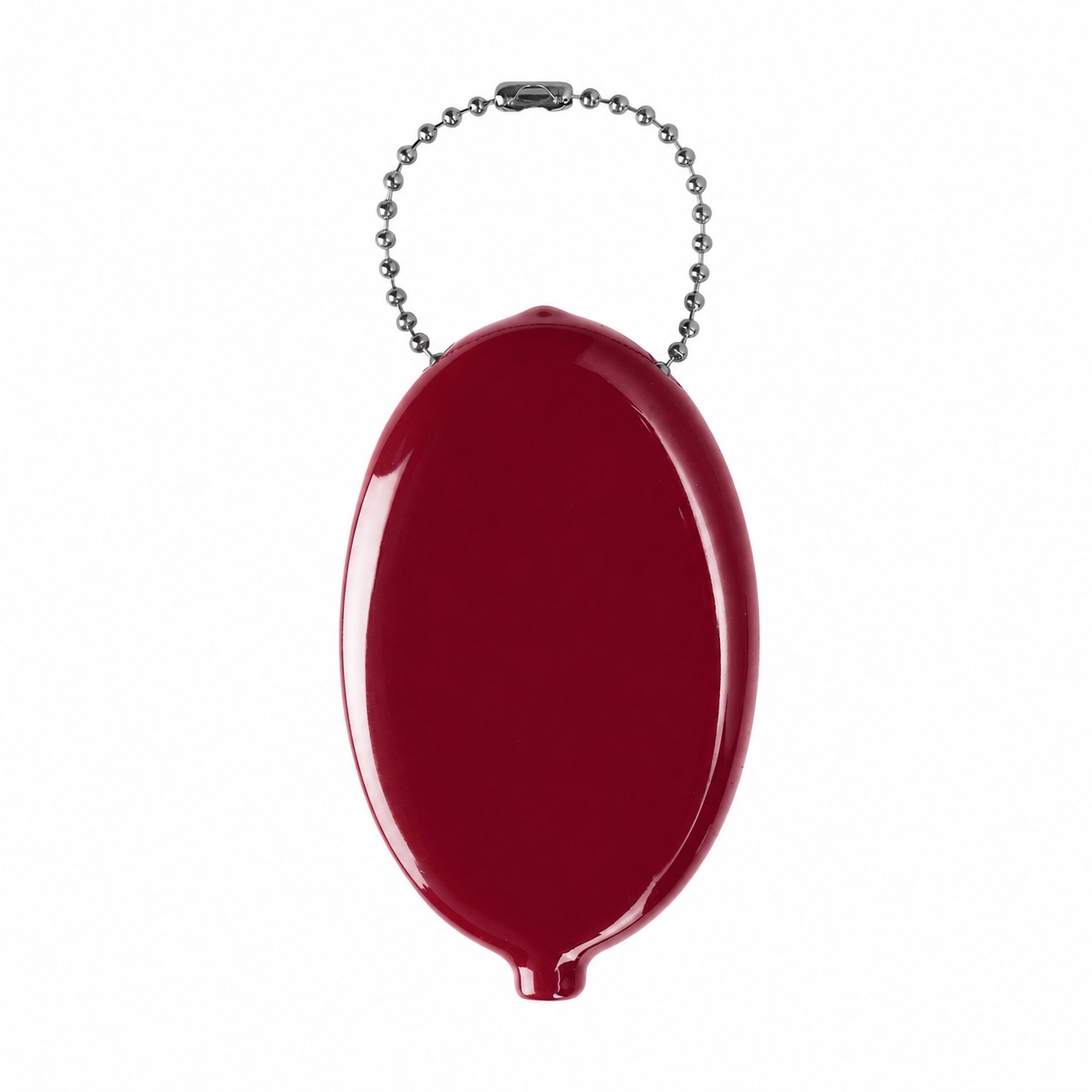 PVC Oval Coin Key Pouch — Burgundy Red