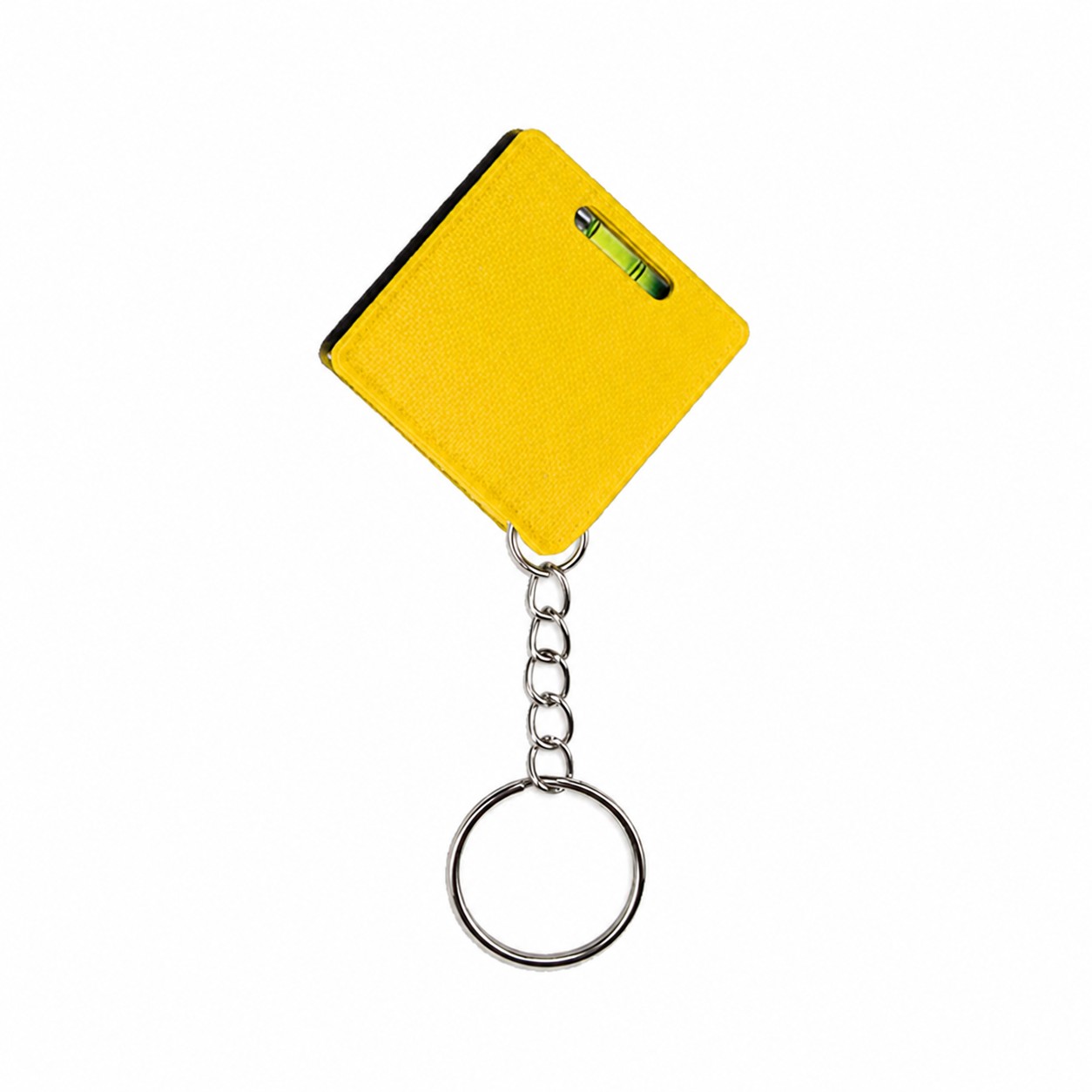 Square Tape Measure Level Keychain — Yellow