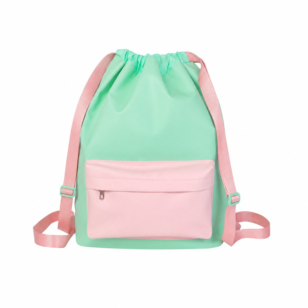 Functional Drawstring Bag — Mint Green/Pink