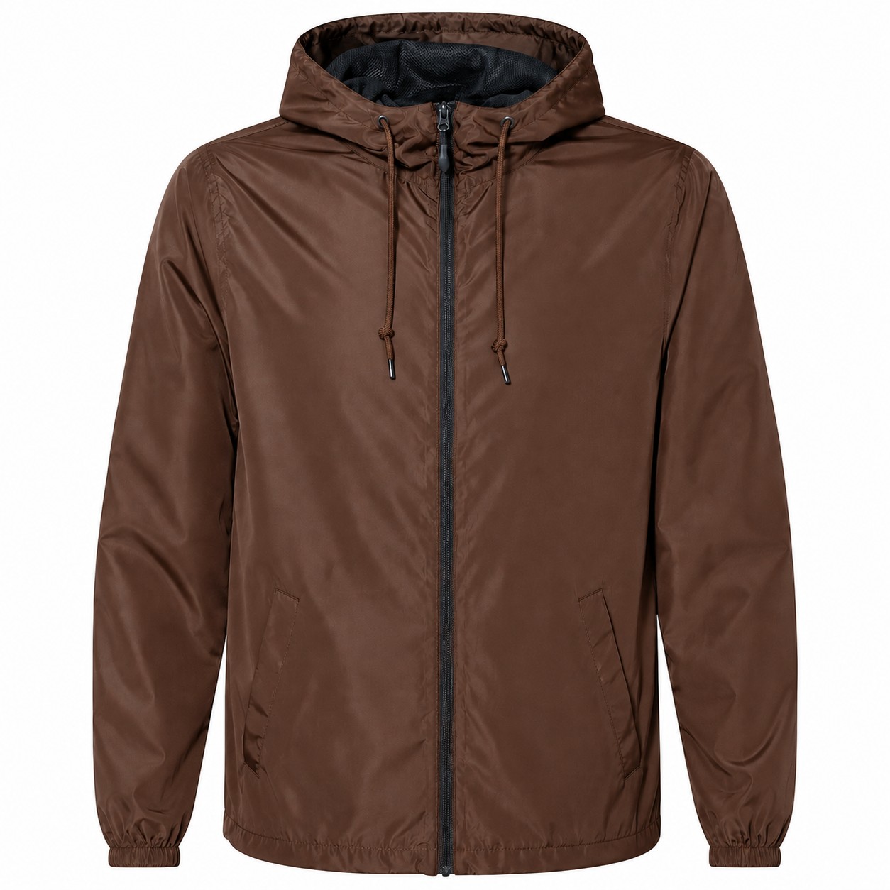 Polyester Hooded Wind Jacket — Brown