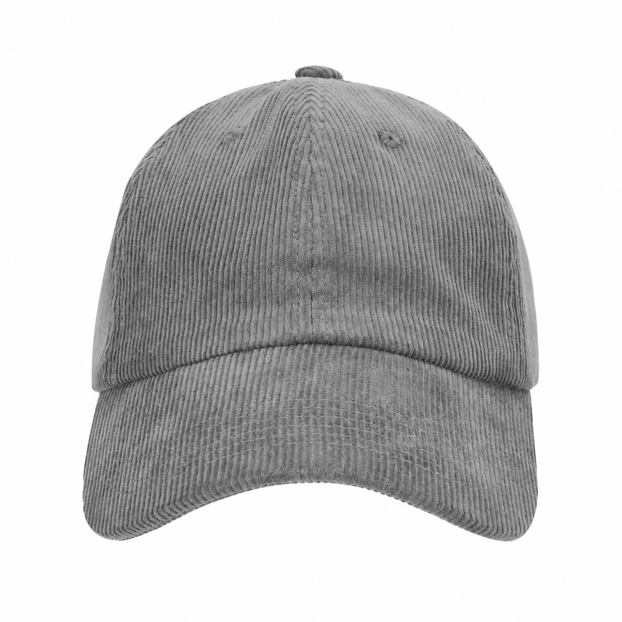 Corduroy Six Panel Crown Cap — Gray