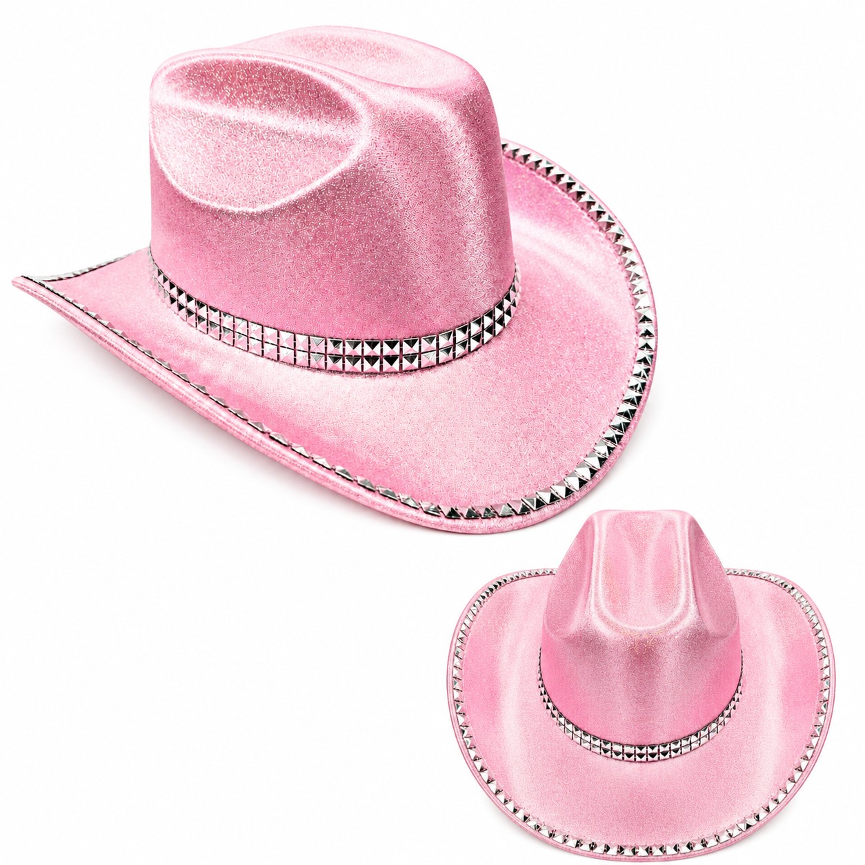 Pink Polyester Wide Brim Cowgirl Hat