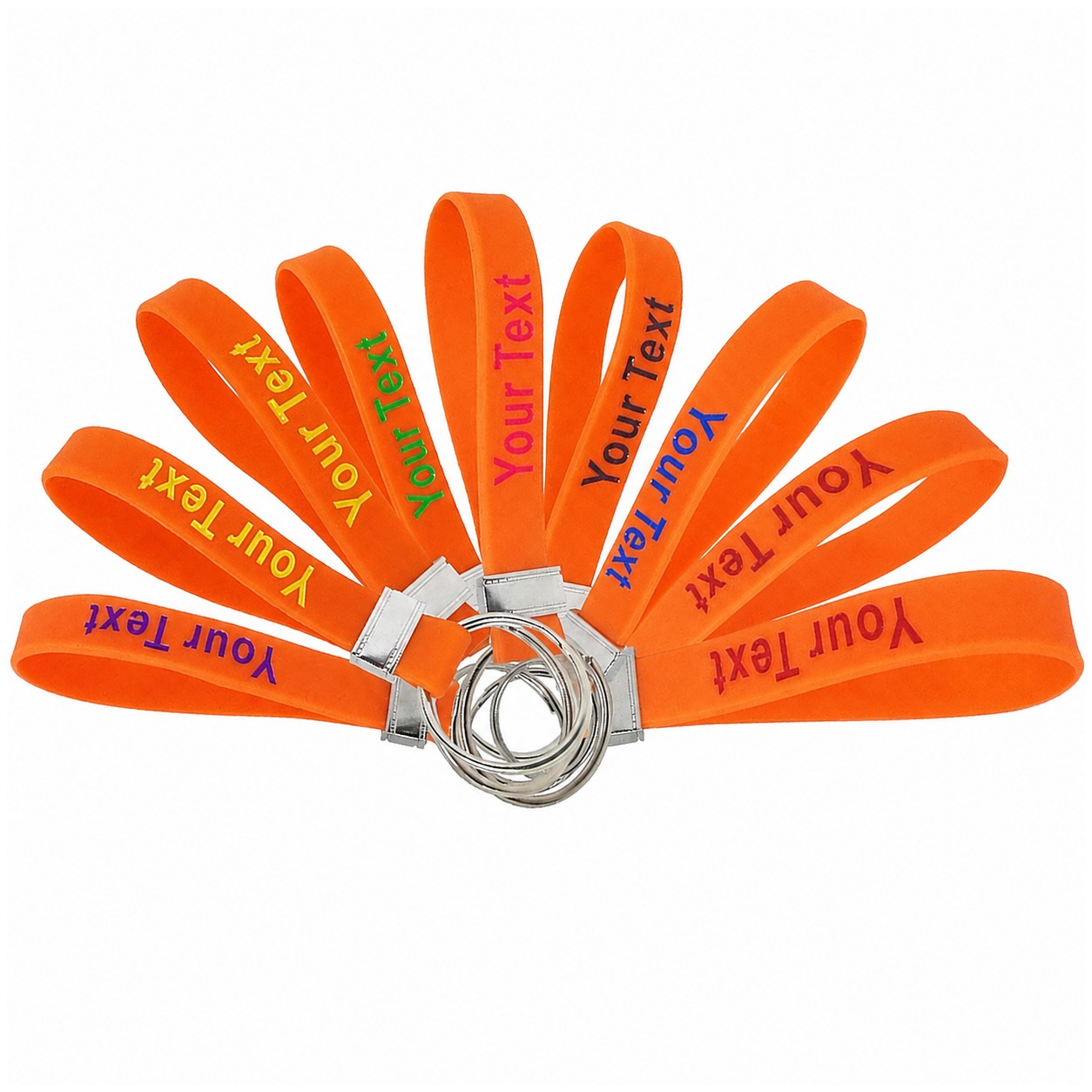 Silicone Loop Keychain Wristband — Orange