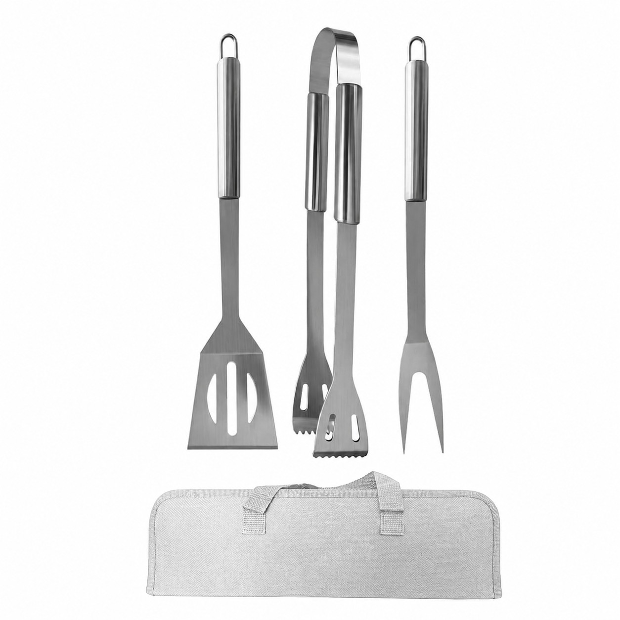 Three Piece Stainless Grill Set — Silver