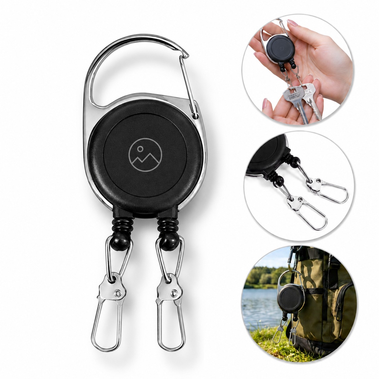 Dual Pull Metal Carabiner Badge Reel — view 1