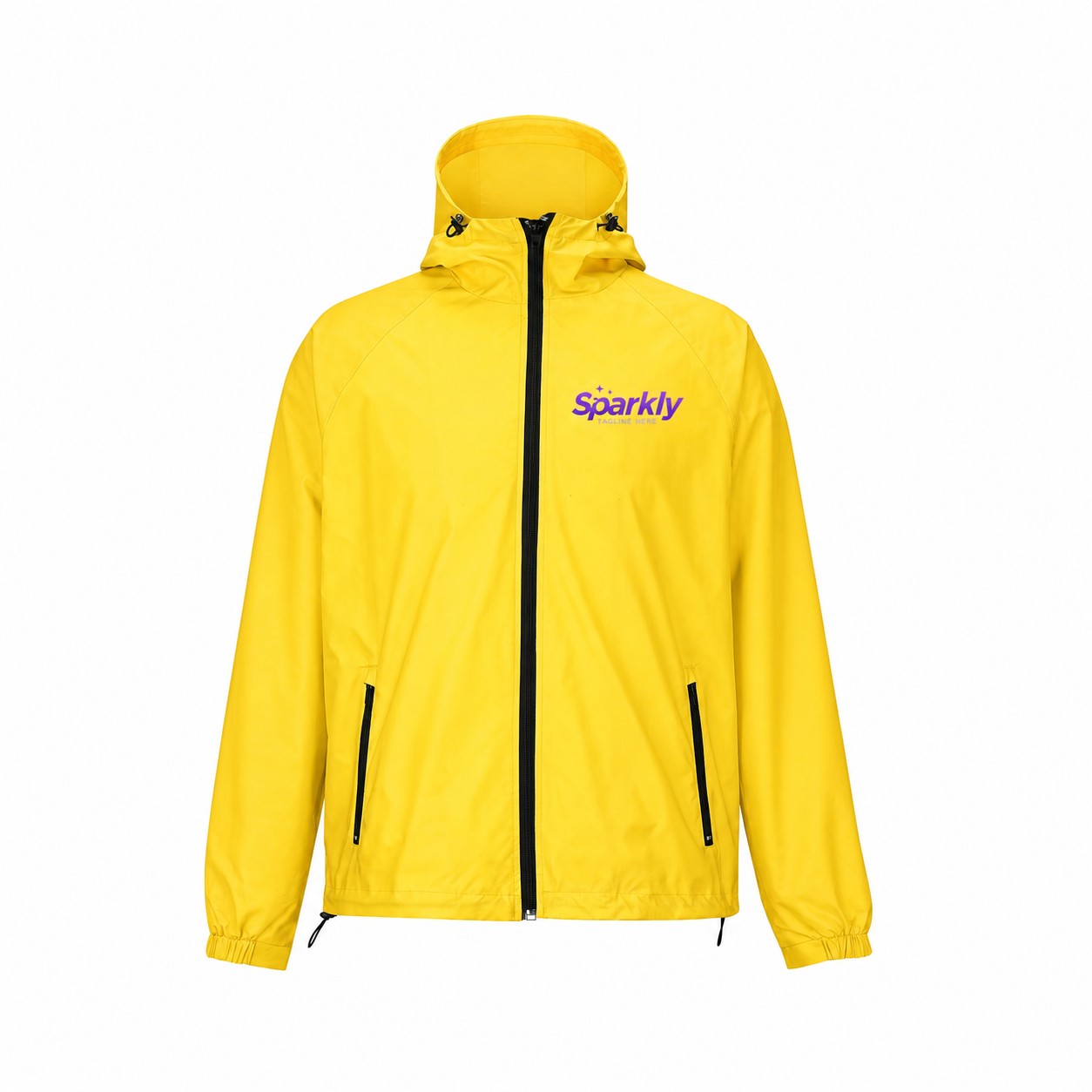 Lightweight Polyester Full-Zip Hooded Jacket — Yellow
