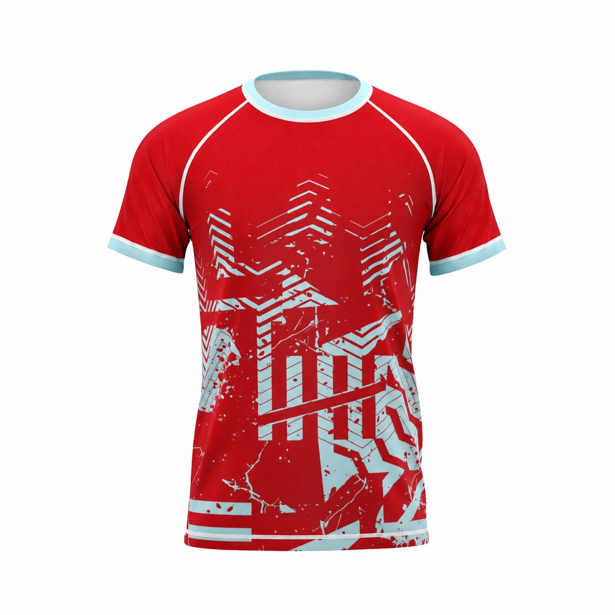 Raglan Performance T-Shirt With Flatlock Seams — Red
