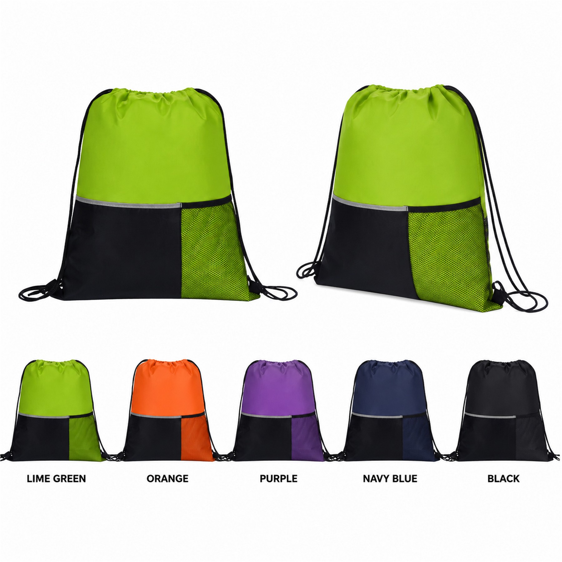 Mesh Pocket Drawstring Bag