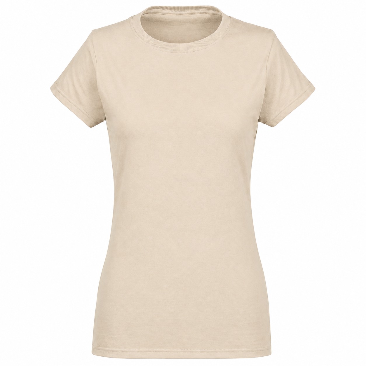 Ladies Soft Cotton Crewneck Tee — Beige