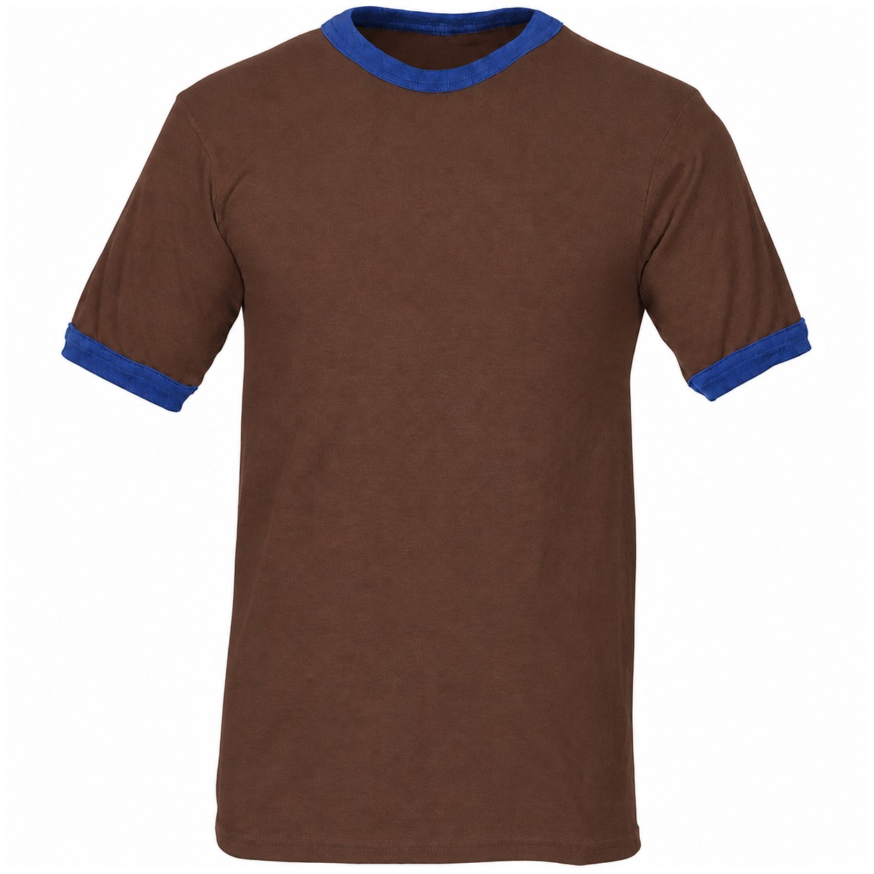 Contrast Trim Ringer Jersey Tee — Brown