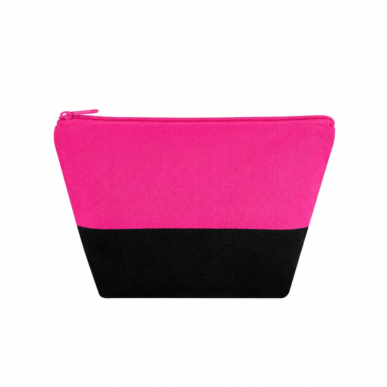 Canvas Zippered Storage Makeup Bag — Fuchsia Pink