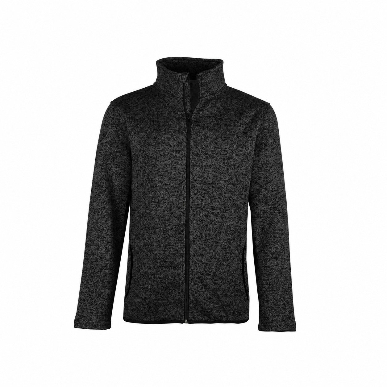Heathered Full Zip Fleece Jacket — Heather Black