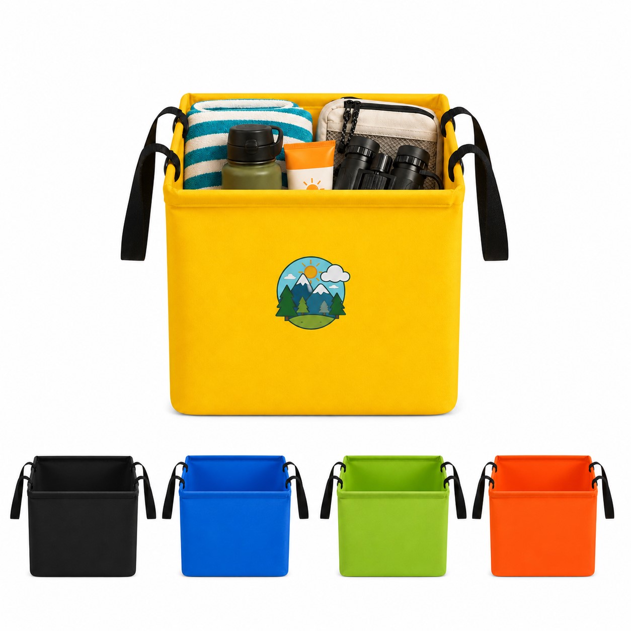 Collapsible Polyester Storage Tote With Carry Straps