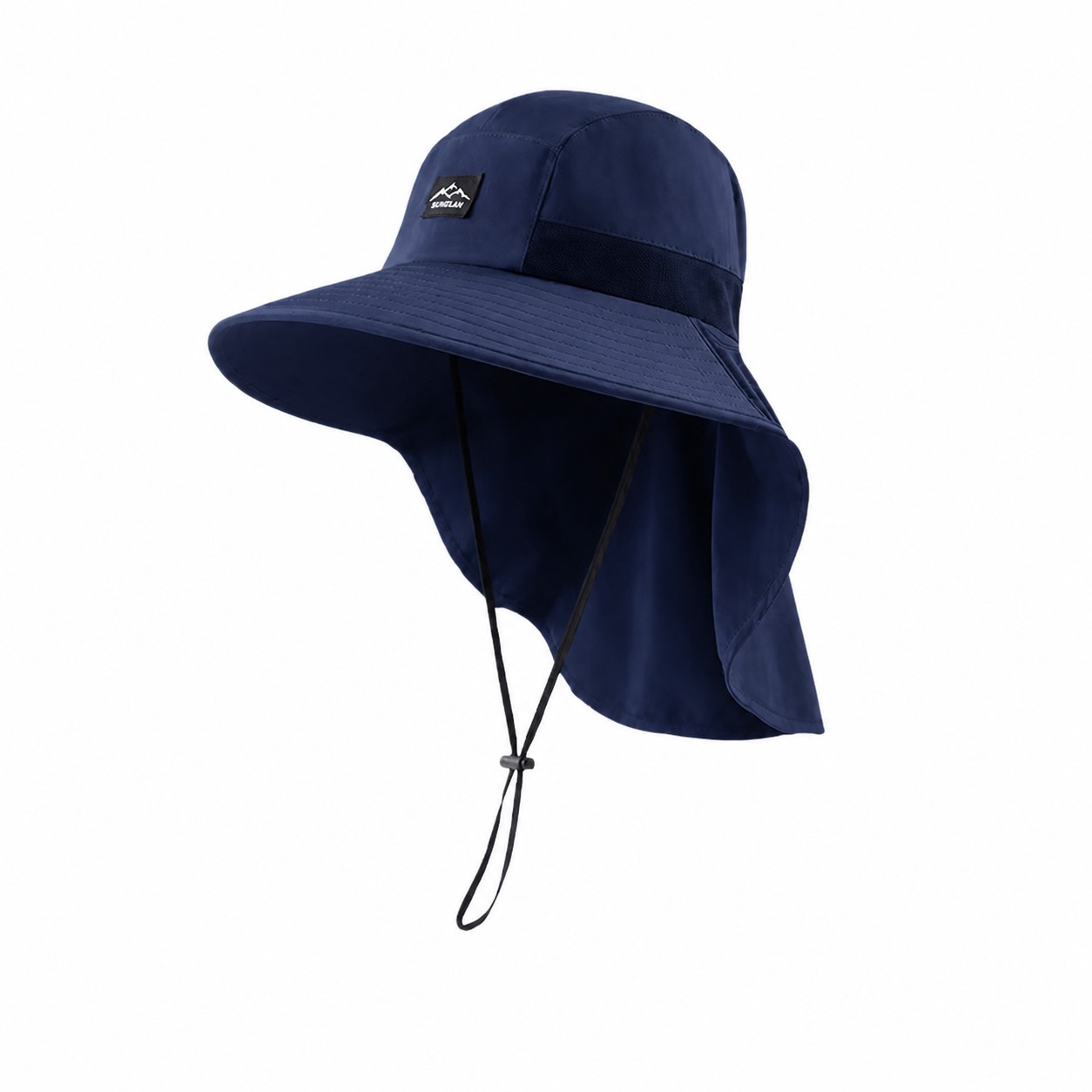 Polyester Neck Cover Boonie Hat — Navy Blue