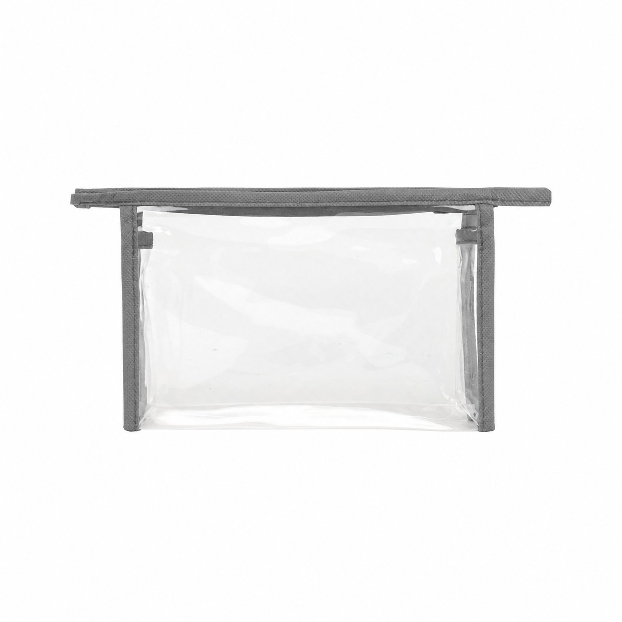 Clear PVC Carry Handle Toiletry Bag with 80GSM Non-Woven Trim — Gray