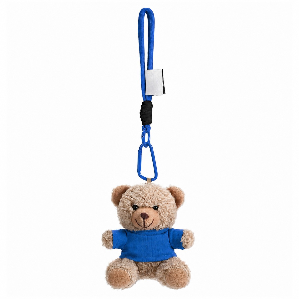 Plush Teddy Bear Keychain With Shirt — Blue/Khaki Beige