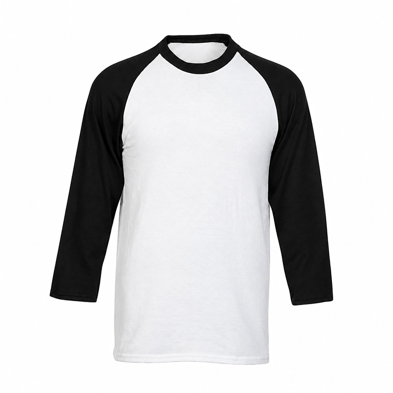 Contrast Sleeve Cotton Polyester Baseball Shirt — Black