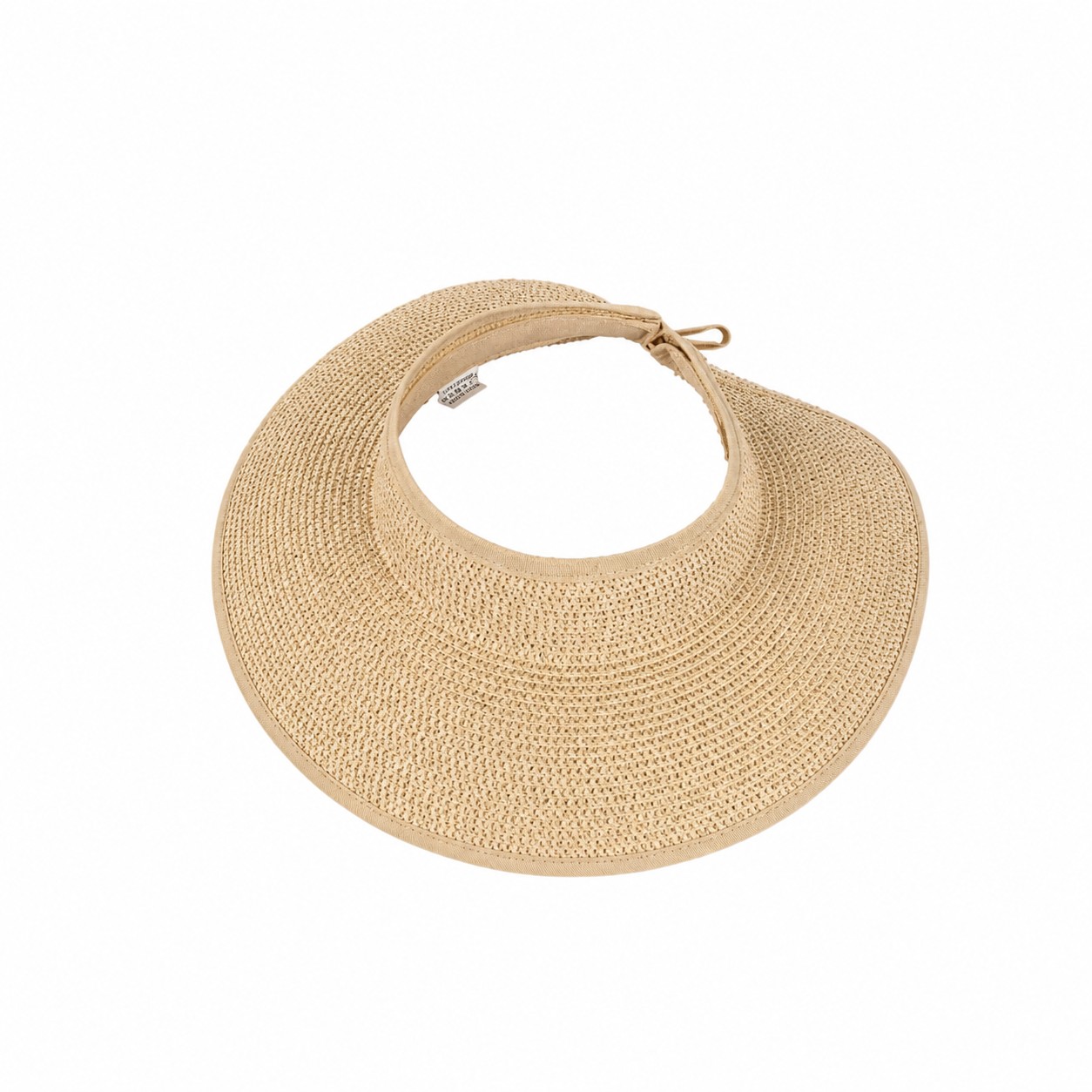 Foldable Straw Open Top Sun Hat — Beige