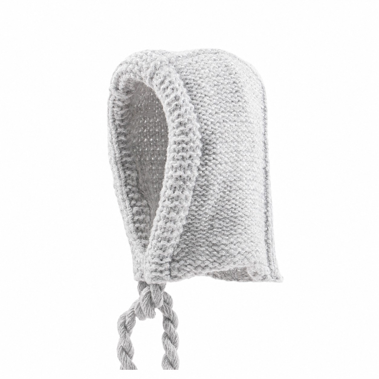 Cotton Blend Knit Balaclava Hood — Light Gray