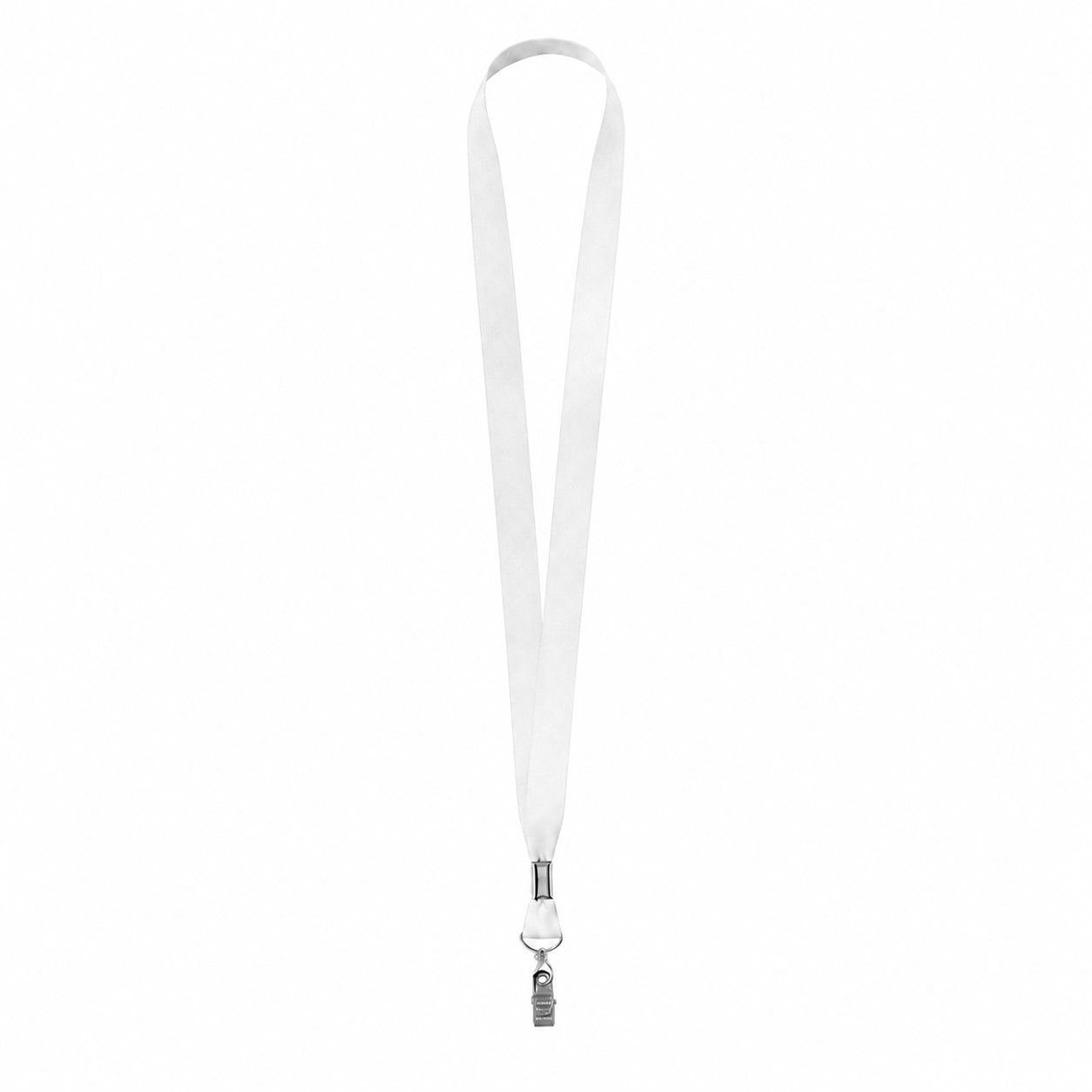 Polyester Lanyard With Bulldog Clip — White