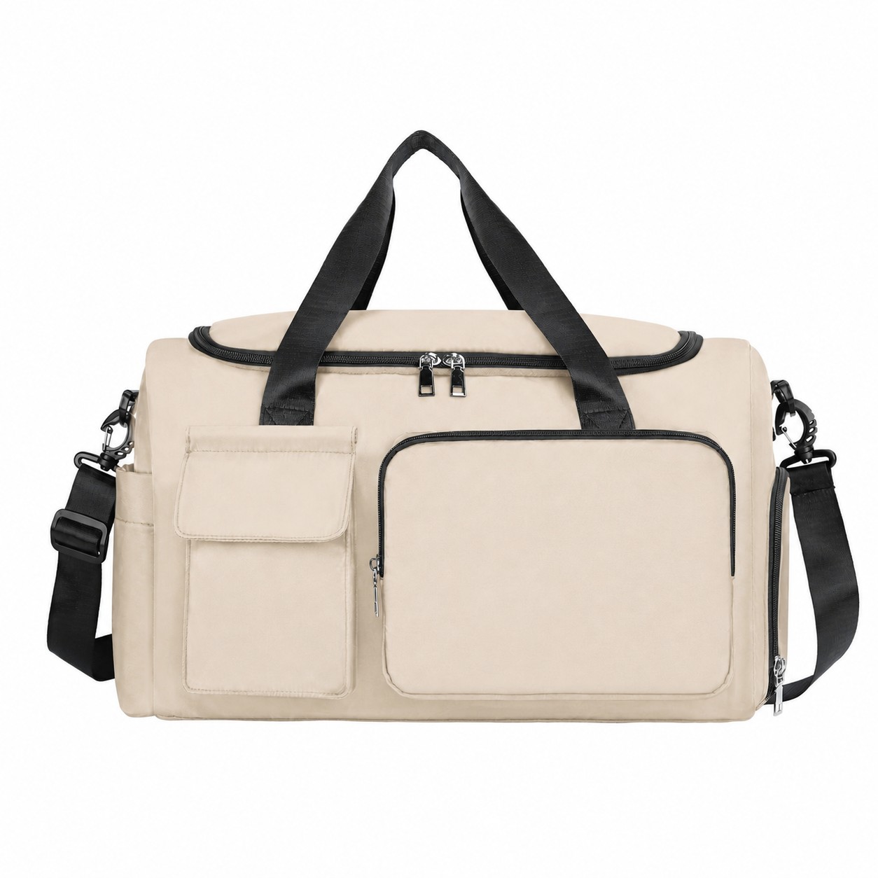 Duffel Bag With Shoe Compartment — Beige