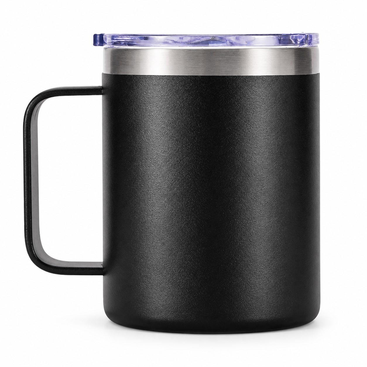 Black Handled Insulated Stainless Steel Mug — view 2