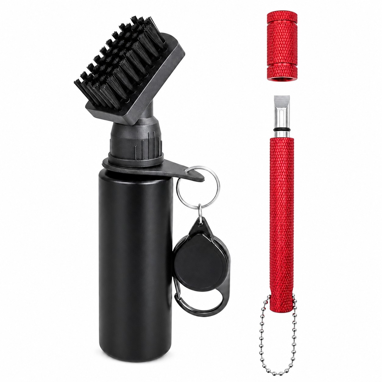 Golf Brush Cleaner With Water Bottle — Red
