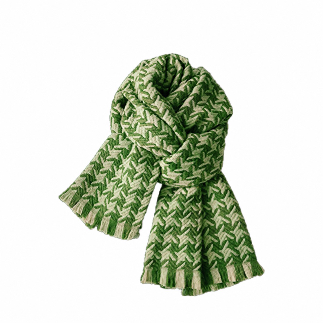 Braided Polyester Knitted Scarf — Green