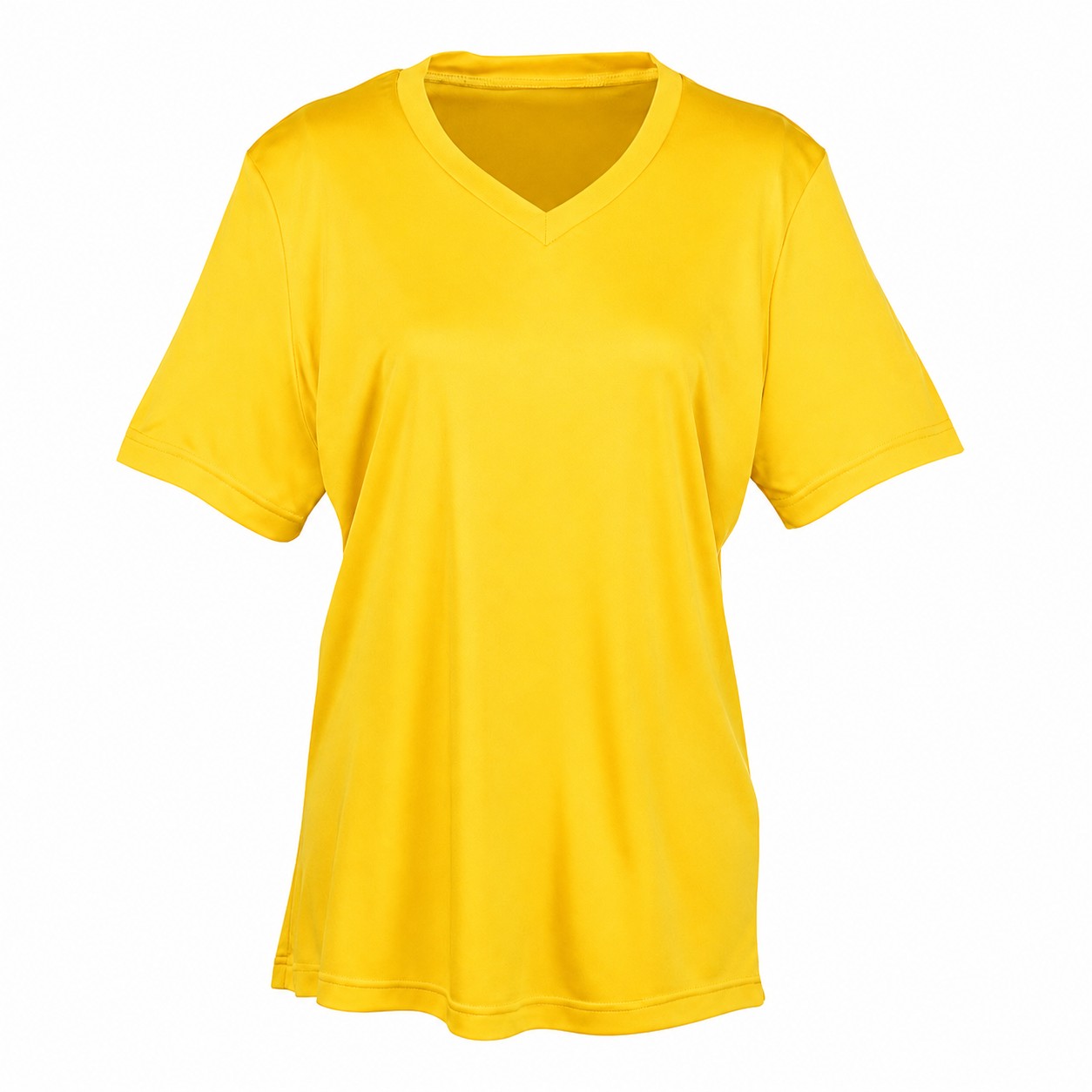Ladies Polyester V Neck Shirt — Yellow