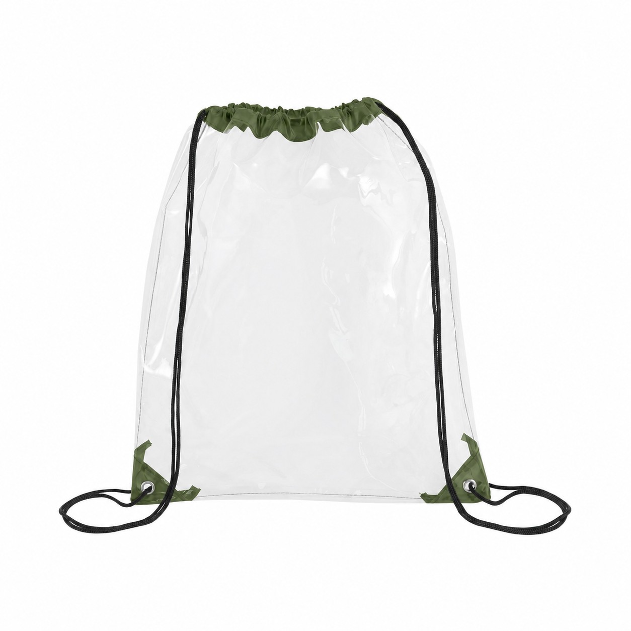 Metal Grommets PVC Drawstring Bag — Army Green