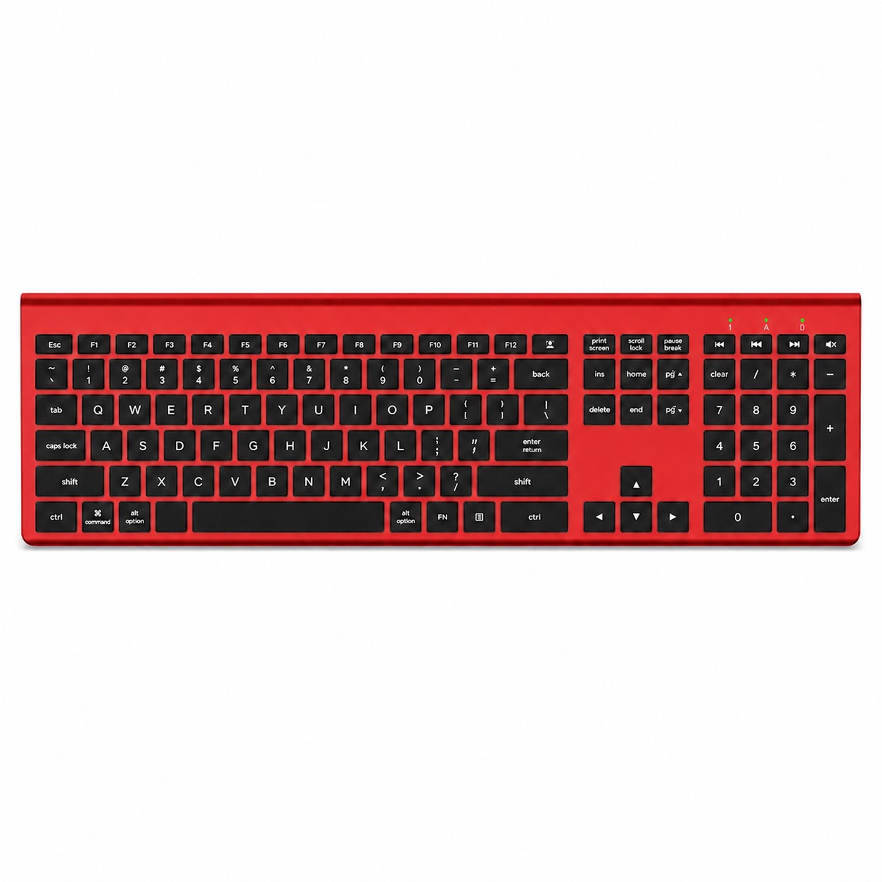 Full Size Rechargeable Wireless Keyboard — Red