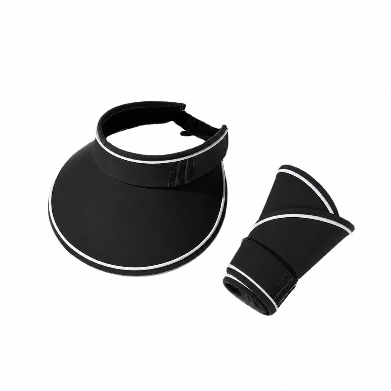 Packable Polyester Open Crown Visor — Black