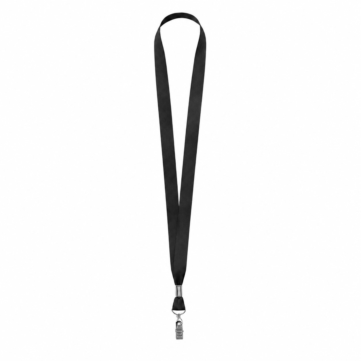 Polyester Lanyard With Bulldog Clip — Black