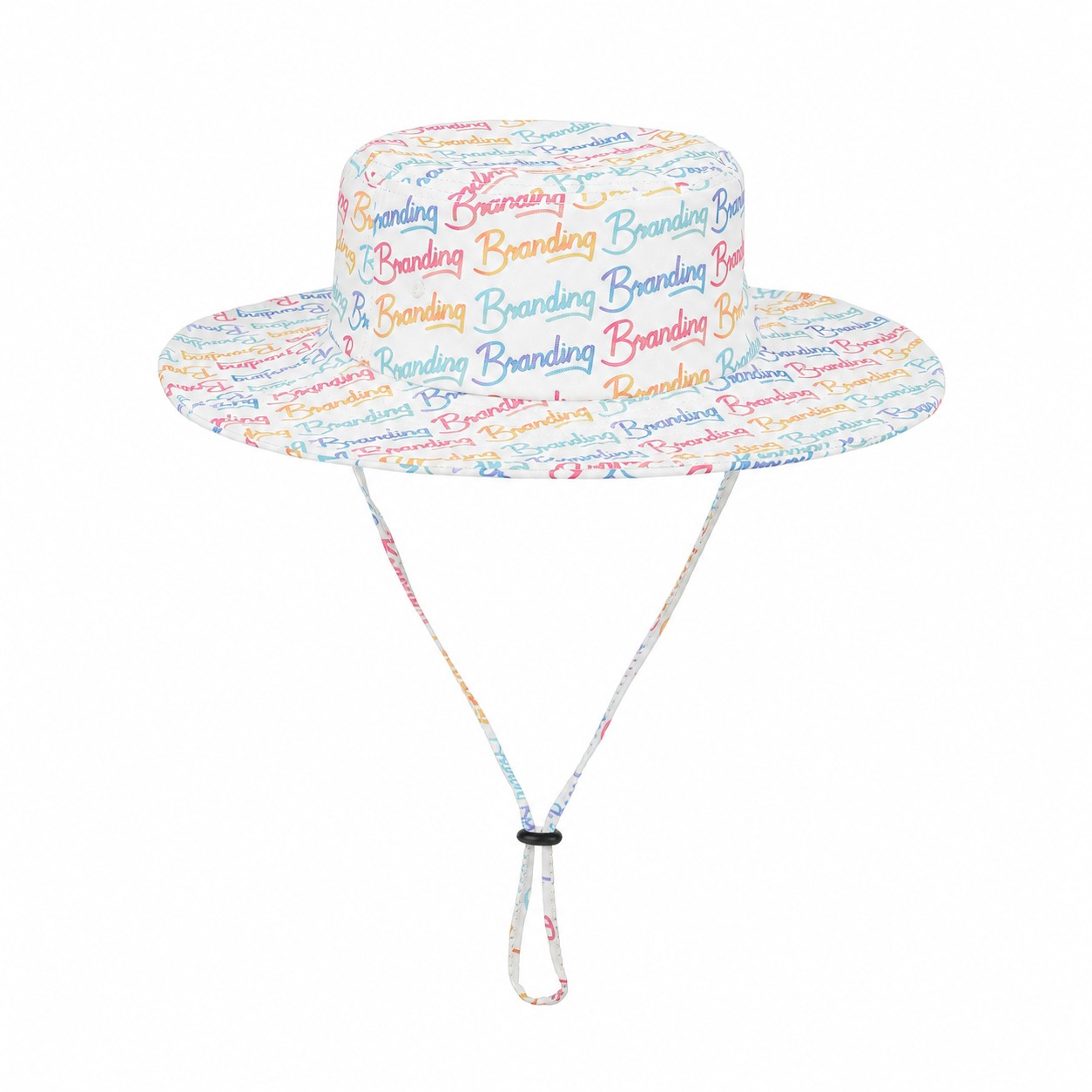 Wide-Brim Polyester Bucket Hat — Clear White