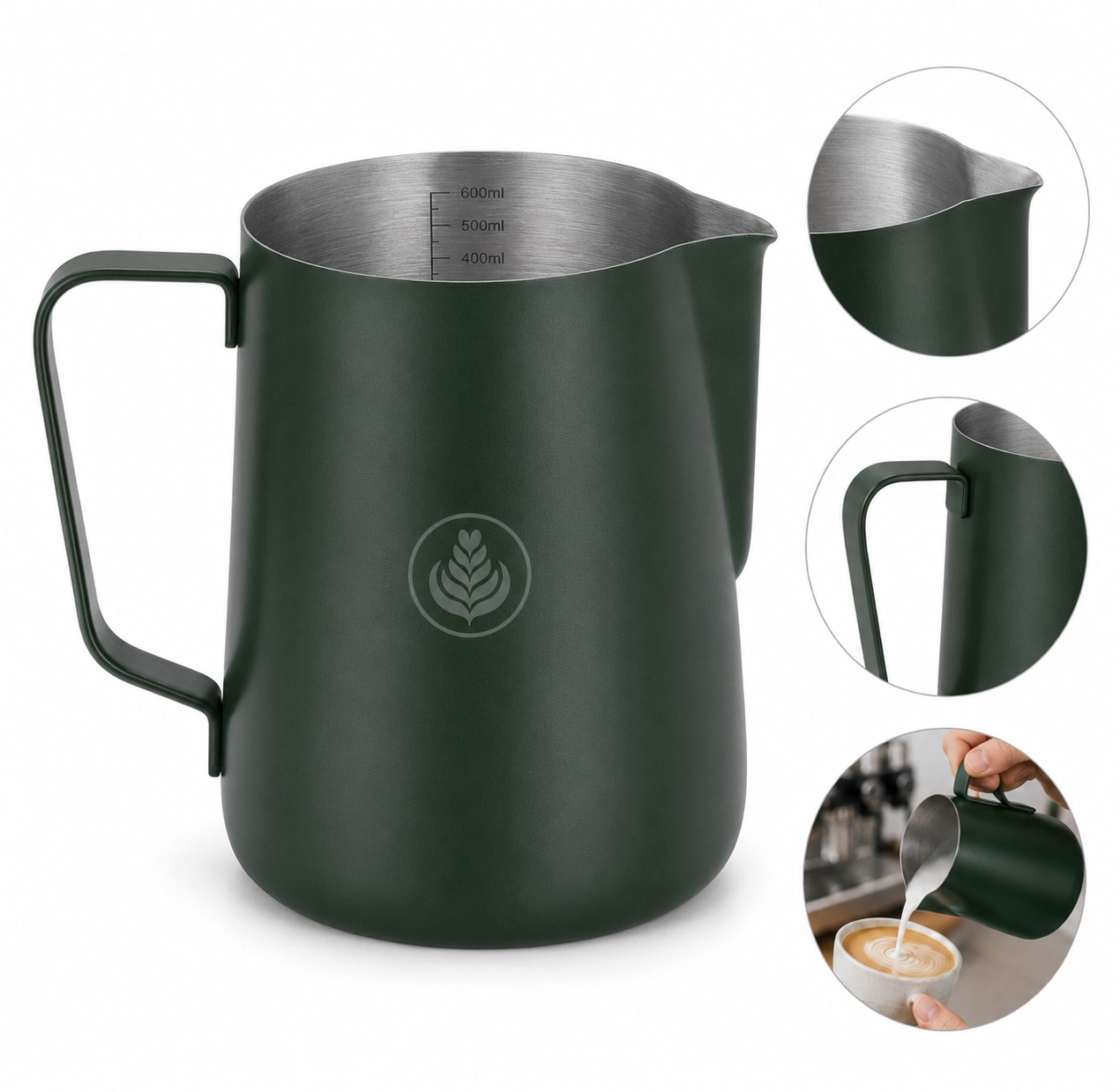 Narrow Spout 20 Oz Stainless Steel Milk Pitcher