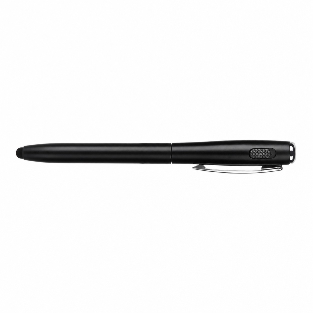 LED Stylus Flashlight Ballpoint Pen — Black
