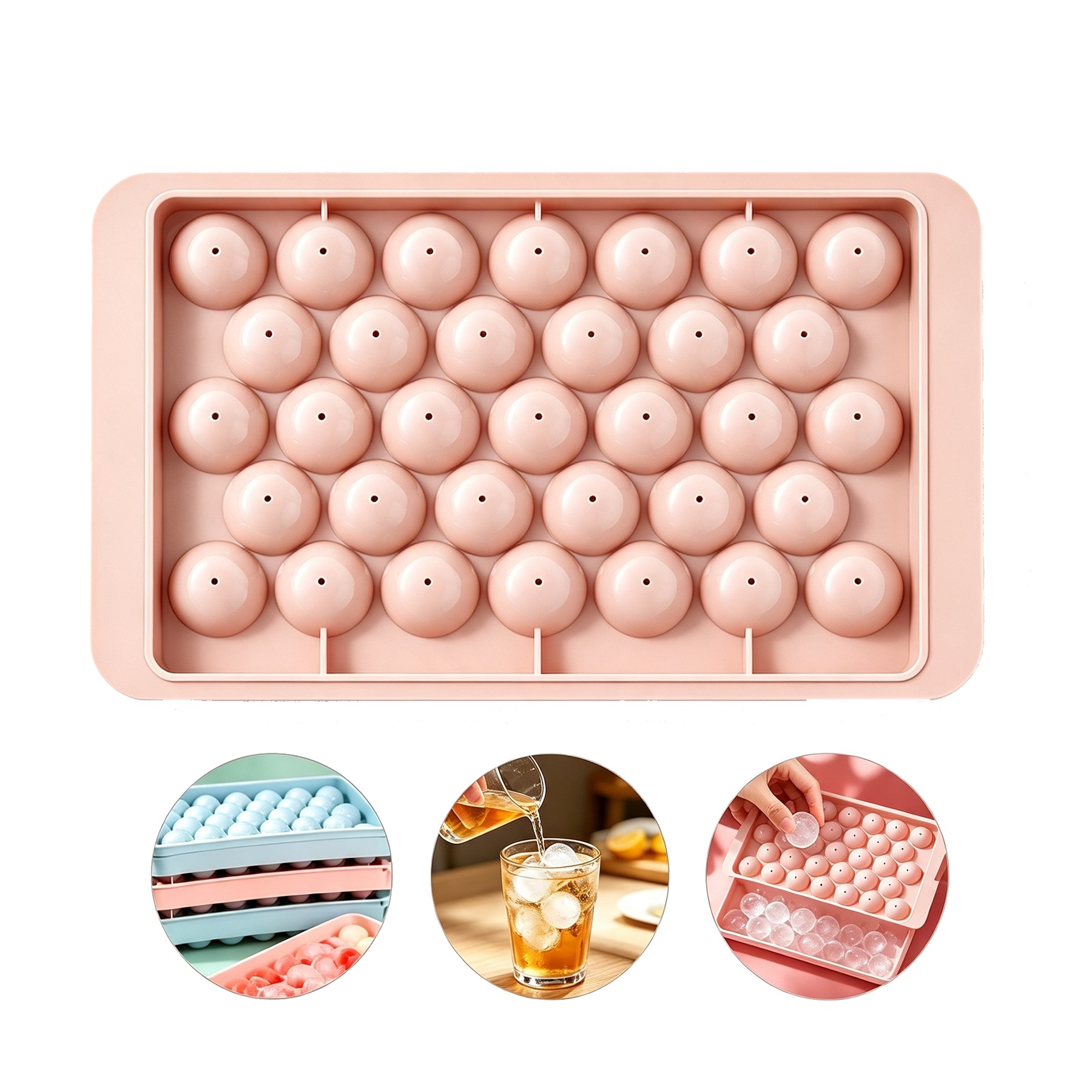 Flexible Silicone Round Ice Tray